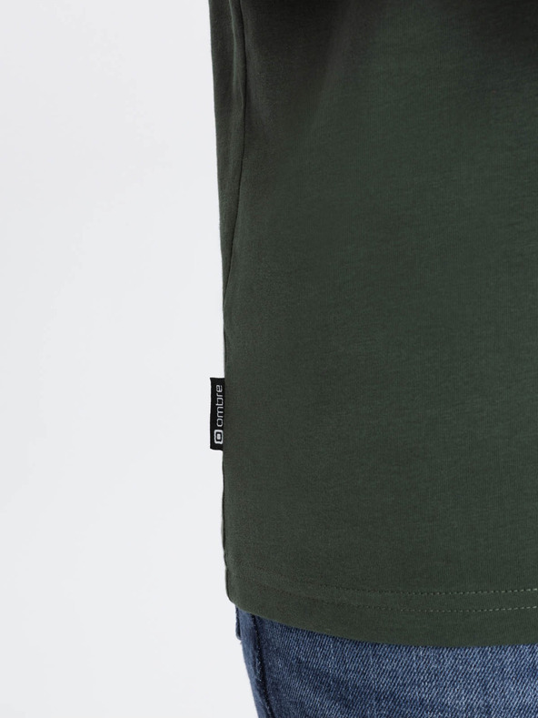 Ombre Clothing Grünes Herren-T-Shirt mit Tasche Ombre Clothing