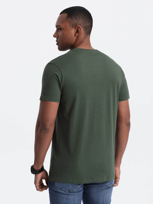 Ombre Clothing Grünes Herren-T-Shirt mit Tasche Ombre Clothing
