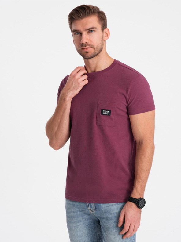 Ombre Clothing Dunkelrosa Herren T-Shirt mit Tasche Ombre Kleidung
