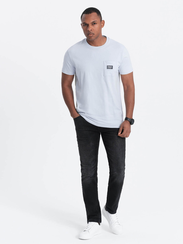 Ombre Clothing Hellblaues Herren-T-Shirt mit Tasche Ombre-Kleidung