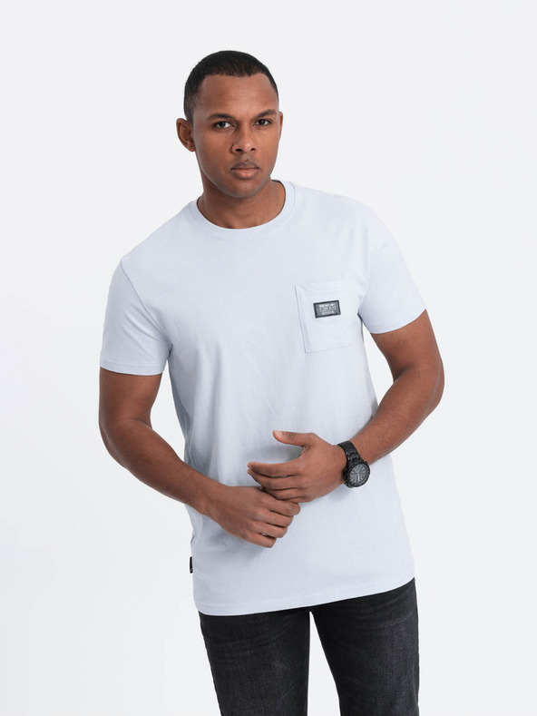 Ombre Clothing Hellblaues Herren-T-Shirt mit Tasche Ombre-Kleidung