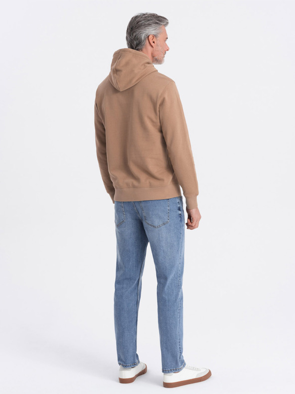 Ombre Clothing Brauner Herren-Kapuzenpullover mit Känguru-Kragen und Kapuze Ombre Clothing