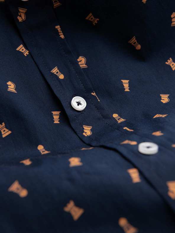 Ombre Clothing Blaues gemustertes Herrenhemd Slim Fit Ombre Clothing