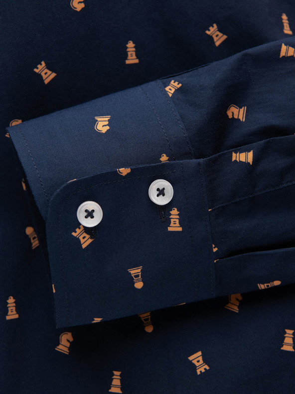 Ombre Clothing Blaues gemustertes Herrenhemd Slim Fit Ombre Clothing