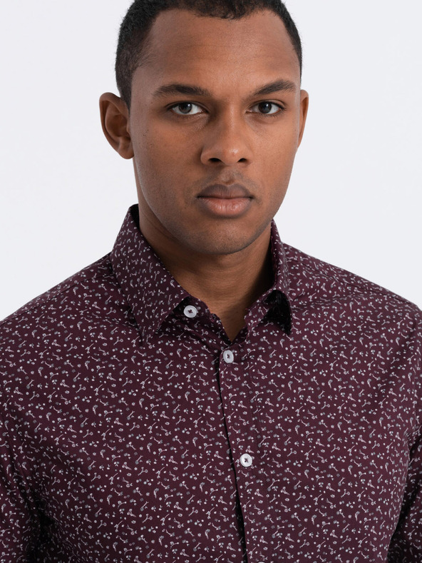 Ombre Clothing Burgunderfarben gemustertes Herrenhemd Ombre Clothing