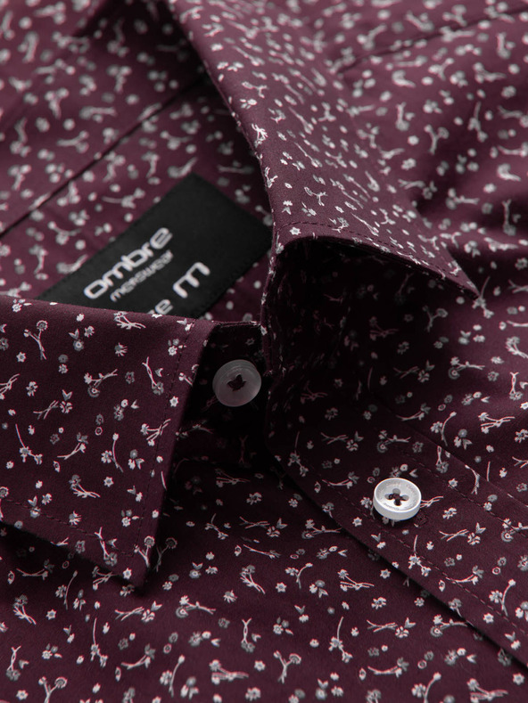 Ombre Clothing Burgunderfarben gemustertes Herrenhemd Ombre Clothing