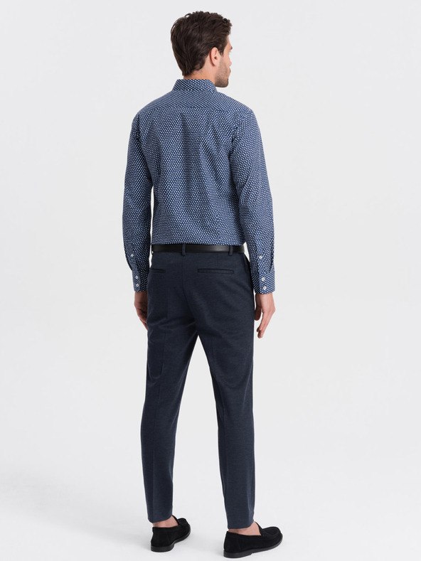 Ombre Clothing Blaues gemustertes Herrenhemd Slim Fit Ombre Clothing