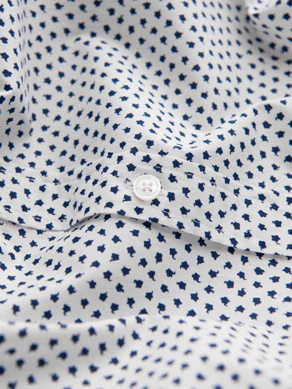 Ombre Clothing Weißes gemustertes Herrenhemd mit schmaler Passform Ombre Clothing