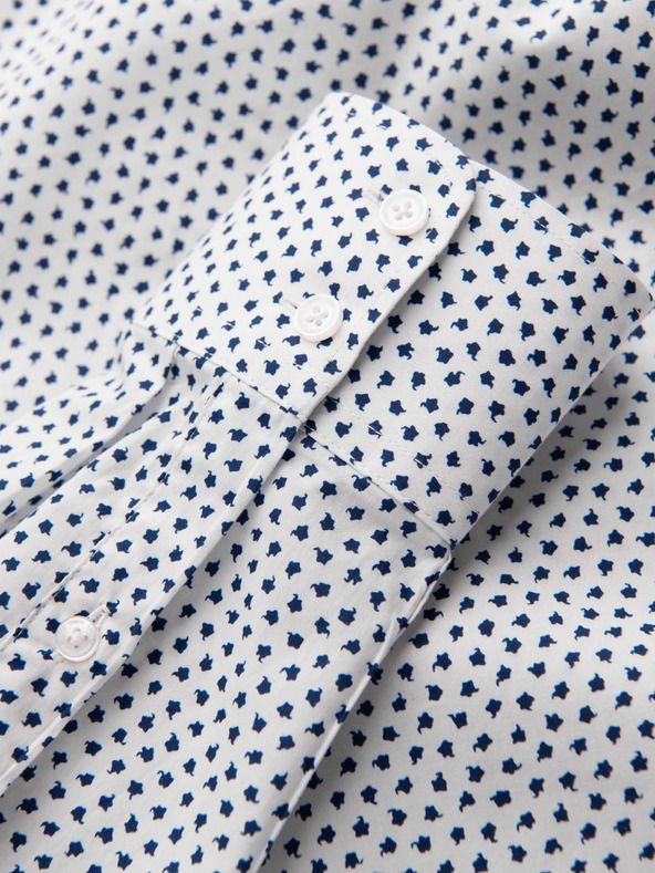 Ombre Clothing Weißes gemustertes Herrenhemd mit schmaler Passform Ombre Clothing