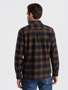 Ombre Clothing Dunkelblau kariertes Flanellhemd für Herren Ombre Clothing