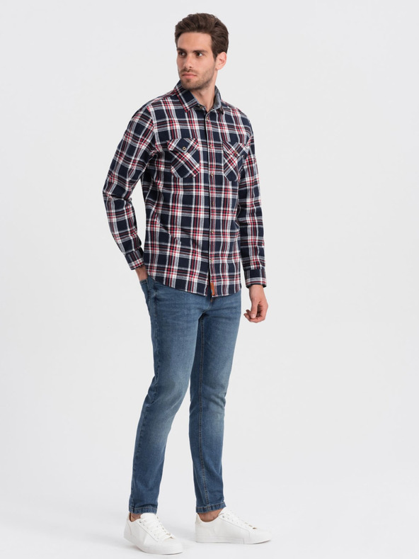 Ombre Clothing Blaues Herrenflanellhemd Ombre Clothing