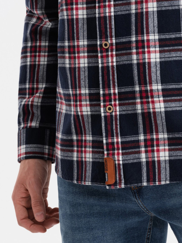 Ombre Clothing Blaues Herrenflanellhemd Ombre Clothing