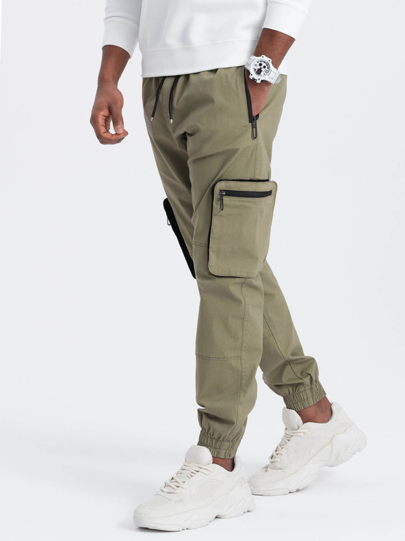 Ombre Clothing Grüne Herren-Cargo-Jogger-Hose Ombre Clothing