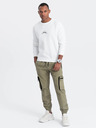 Ombre Clothing Grüne Herren-Cargo-Jogger-Hose Ombre Clothing