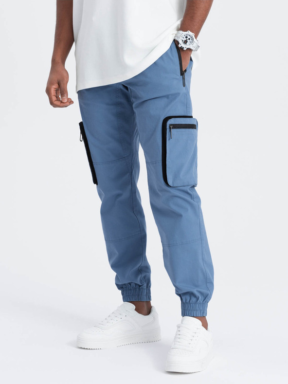 Ombre Clothing Blaue Herren-Cargo-Jogging-Hose Ombre Clothing