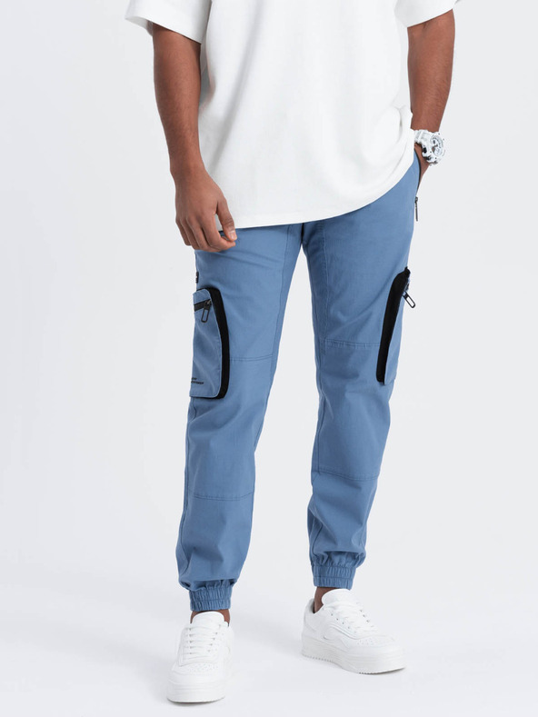 Ombre Clothing Blaue Herren-Cargo-Jogging-Hose Ombre Clothing