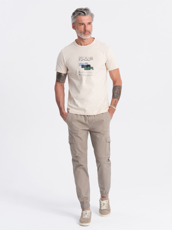 Ombre Clothing Beige Herren-Cargo-Jogger-Hosen Ombre Clothing