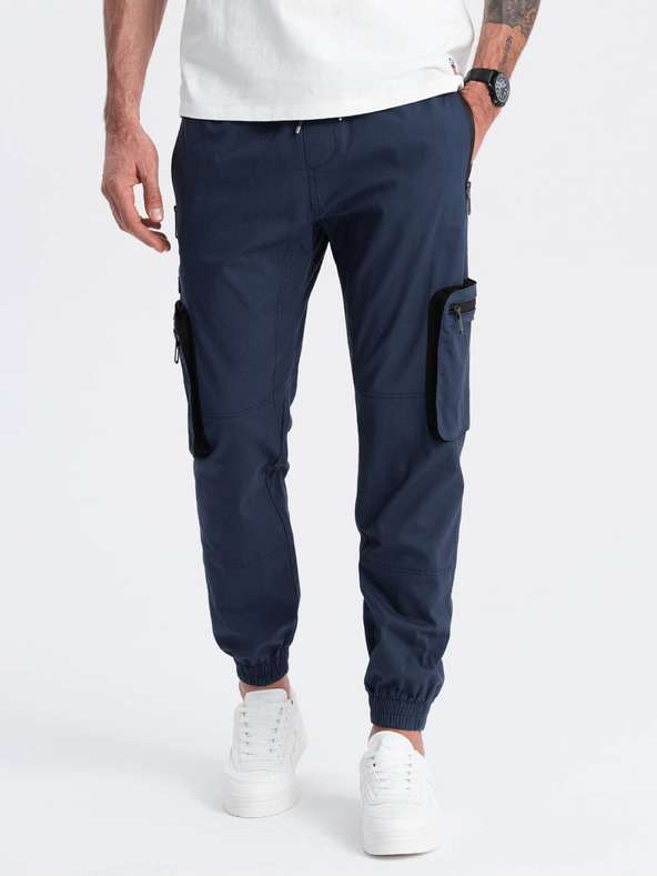 Ombre Clothing Dunkelblaue Herren-Cargo-Jogging-Hose Ombre Clothing