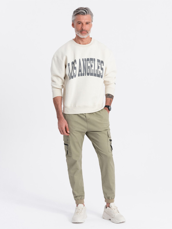 Ombre Clothing Khaki Herren-Cargo-Jogger-Hosen Ombre Clothing