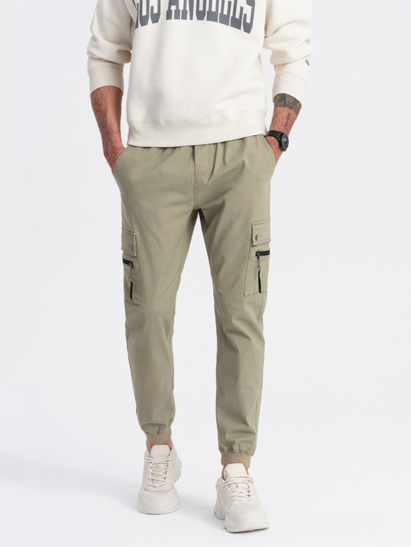 Ombre Clothing Khaki Herren-Cargo-Jogger-Hosen Ombre Clothing