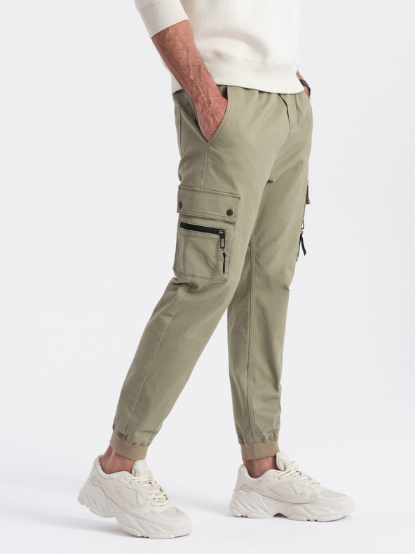 Ombre Clothing Khaki Herren-Cargo-Jogger-Hosen Ombre Clothing