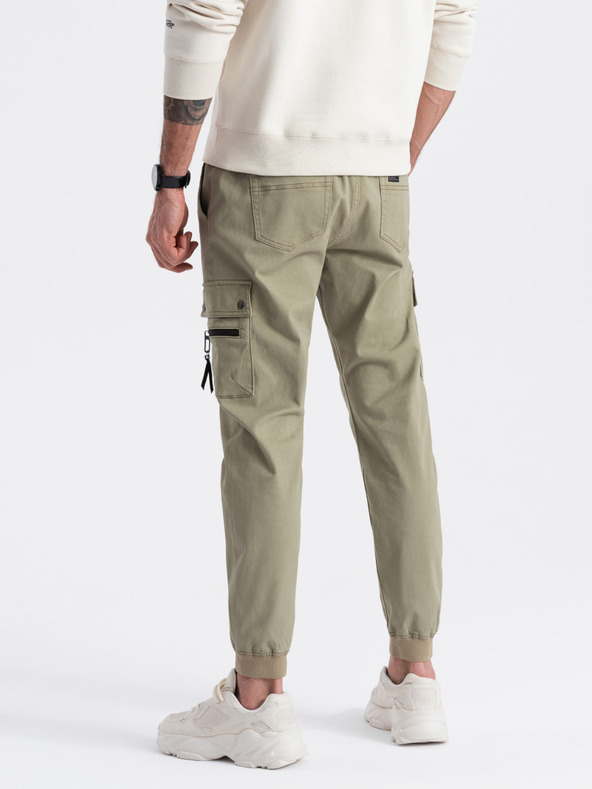 Ombre Clothing Khaki Herren-Cargo-Jogger-Hosen Ombre Clothing