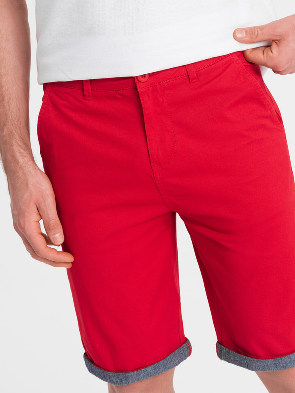 Ombre Clothing Rote Herren-Chino-Shorts mit Jeans-Saum Ombre-Bekleidung