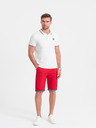 Ombre Clothing Rote Herren-Chino-Shorts mit Jeans-Saum Ombre-Bekleidung