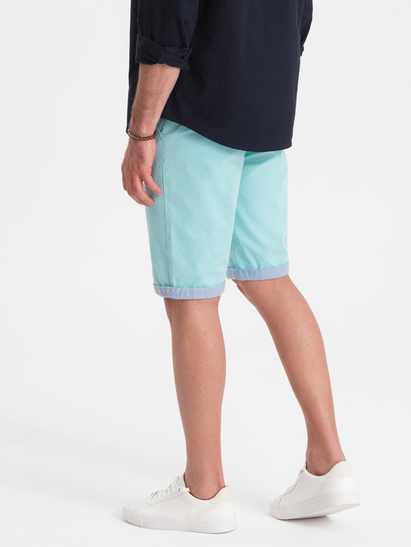 Ombre Clothing Türkisfarbene Herren-Chino-Shorts mit Jeans-Saum Ombre Clothing