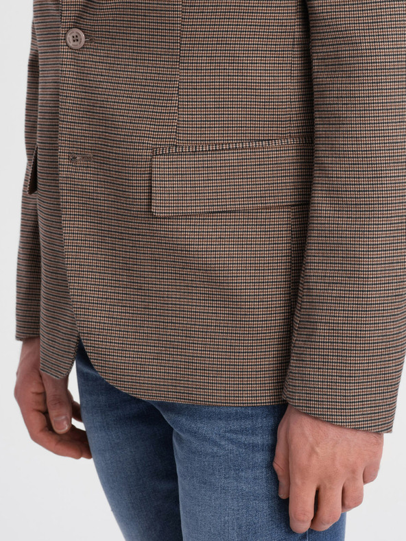 Ombre Clothing Brauner Herren-Feinkaro-Blazer Ombre Clothing