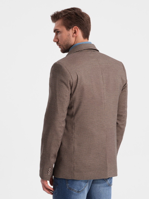 Ombre Clothing Brauner Herren-Feinkaro-Blazer Ombre Clothing