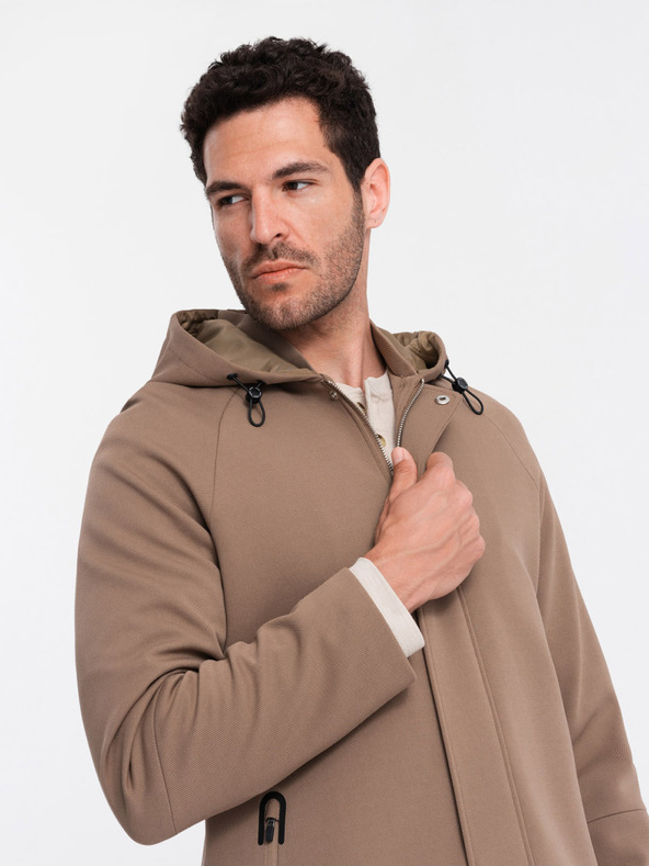 Ombre Clothing Brauner Herrenmantel mit Kapuze Ombre Kleidung