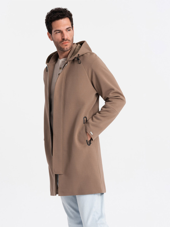 Ombre Clothing Brauner Herrenmantel mit Kapuze Ombre Kleidung