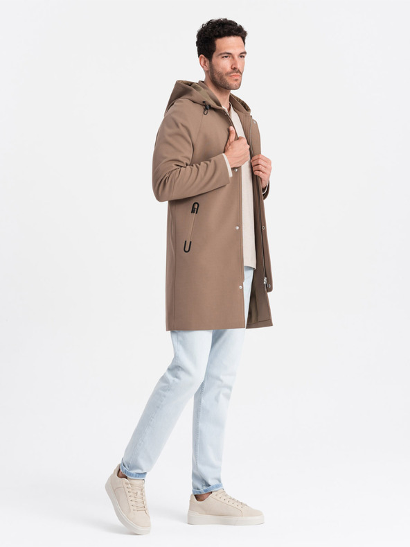 Ombre Clothing Brauner Herrenmantel mit Kapuze Ombre Kleidung