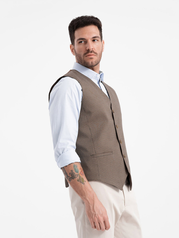 Ombre Clothing Braune Herren-Jacquardweste Ombre Clothing