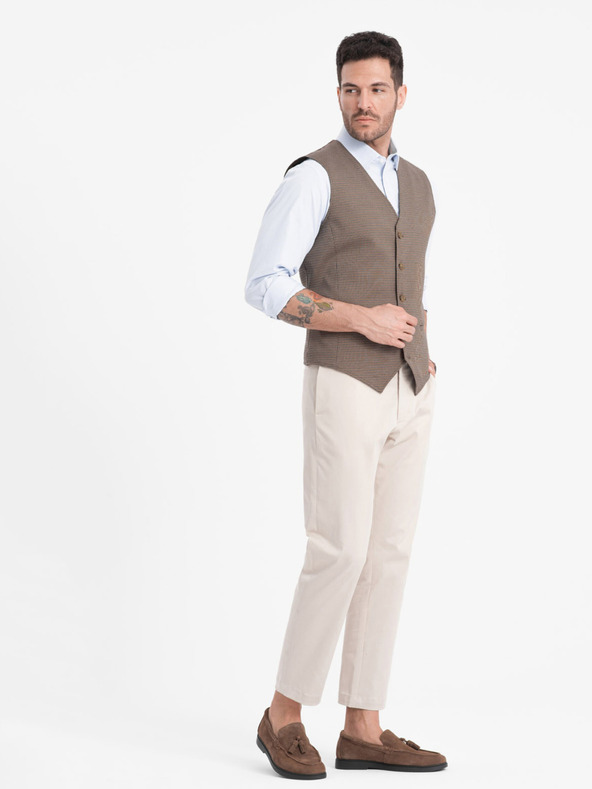 Ombre Clothing Braune Herren-Jacquardweste Ombre Clothing