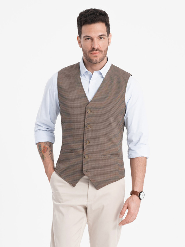 Ombre Clothing Braune Herren-Jacquardweste Ombre Clothing