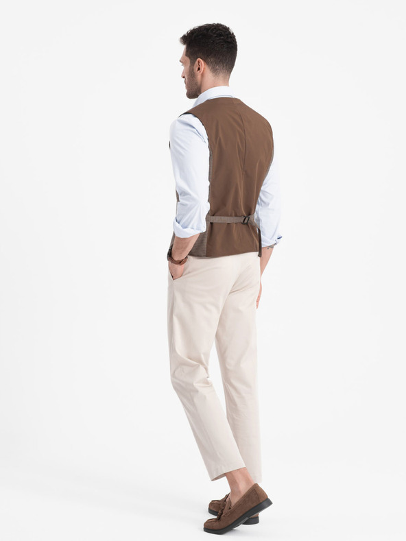 Ombre Clothing Braune Herren-Jacquardweste Ombre Clothing