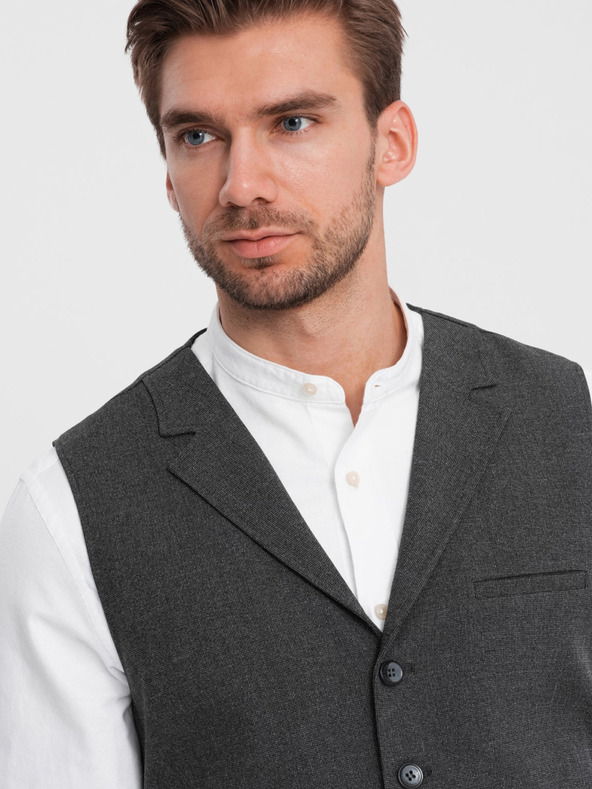 Ombre Clothing Dunkelgraue Herren-Anzugsweste mit Kragen Ombre Clothing