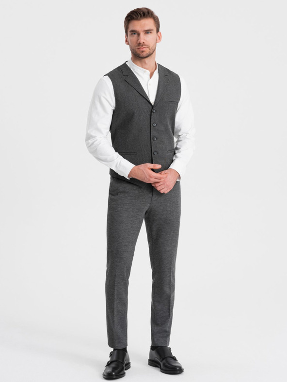 Ombre Clothing Dunkelgraue Herren-Anzugsweste mit Kragen Ombre Clothing