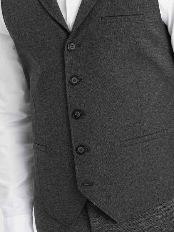 Ombre Clothing Dunkelgraue Herren-Anzugsweste mit Kragen Ombre Clothing