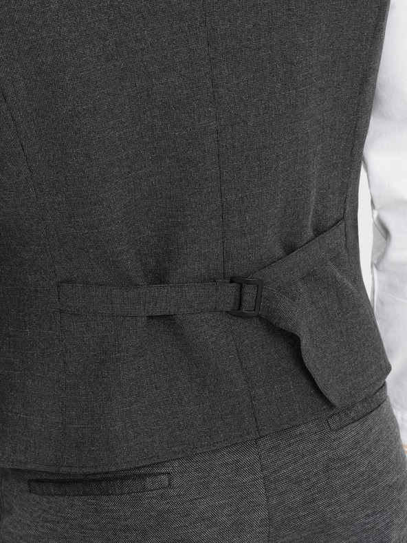 Ombre Clothing Dunkelgraue Herren-Anzugsweste mit Kragen Ombre Clothing