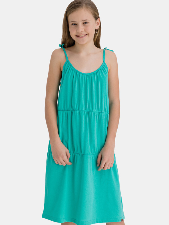 Sam 73 Türkisfarbenes trägerloses Kleid für Mädchen SAM 73