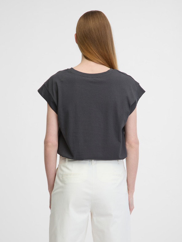 Orsay Dunkelgraues Damen-T-Shirt mit kurzen Ärmeln ORSAY