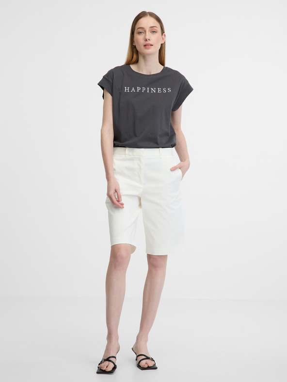 Orsay Dunkelgraues Damen-T-Shirt mit kurzen Ärmeln ORSAY