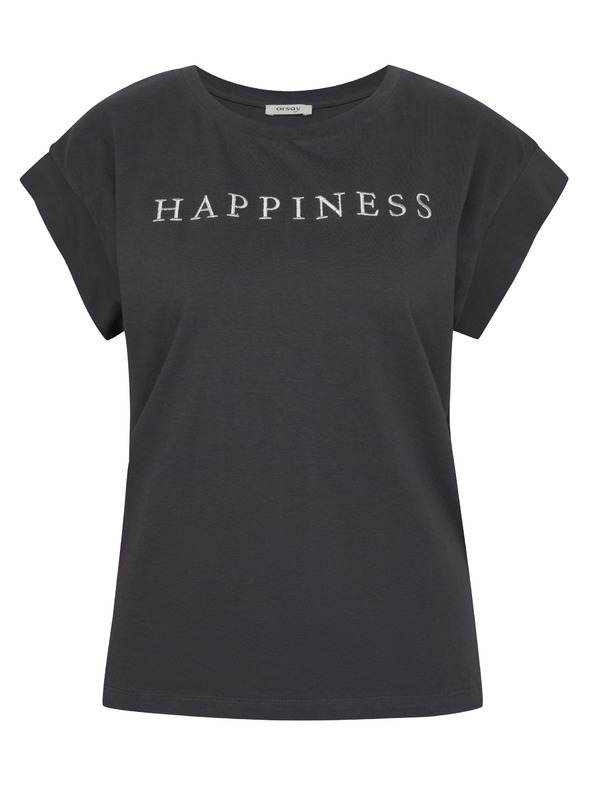 Orsay Dunkelgraues Damen-T-Shirt mit kurzen Ärmeln ORSAY