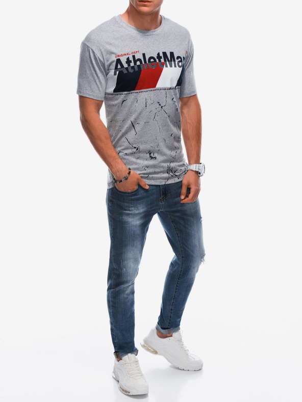 Edoti Herren-T-Shirt mit Aufdruck – Grau