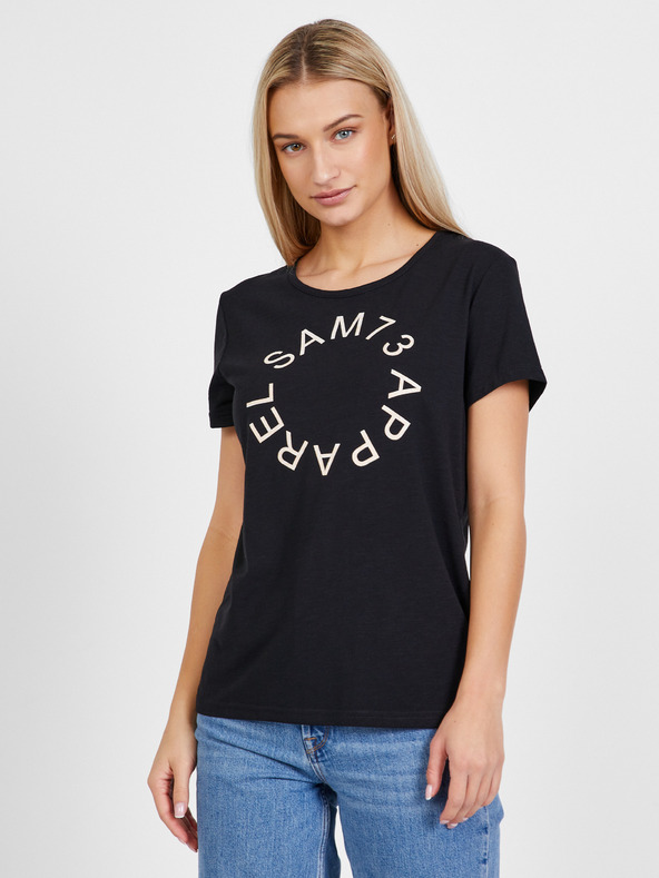 Sam 73 Schwarzes bedrucktes Damen-T-Shirt SAM 73 Arias
