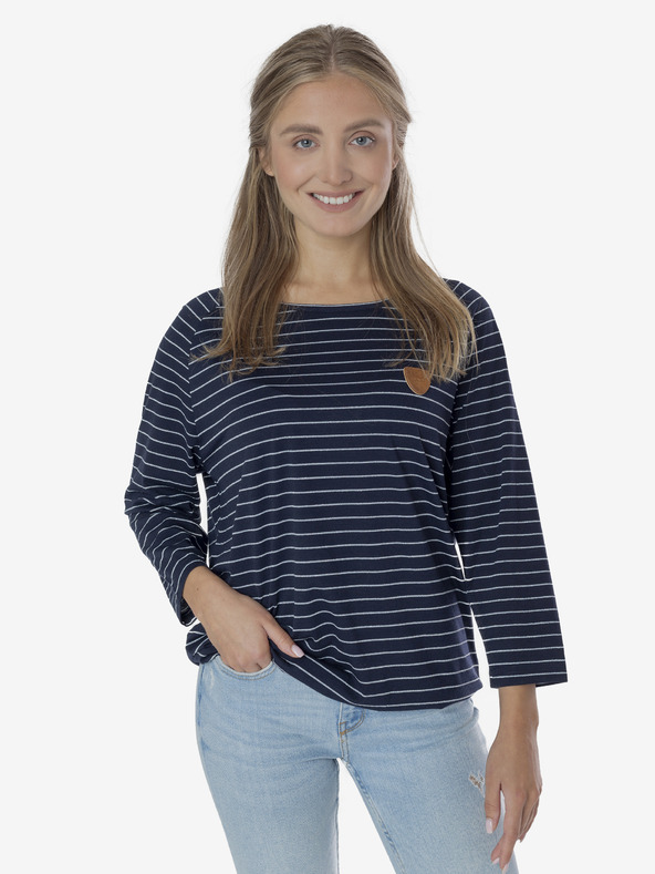 Sam 73 Dunkelblaues gestreiftes Damen-T-Shirt SAM 73