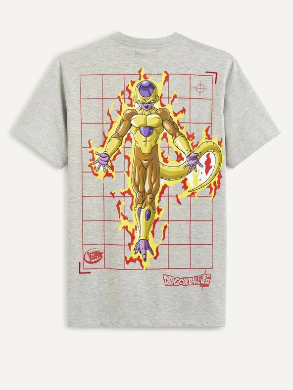 Celio Graues gestromtes Herren-T-Shirt mit Druck auf dem Rücken Celio Lvedrago1